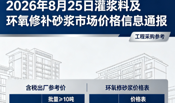 兴宁2026年8月25日灌浆料及环氧修补砂浆市场价格信息通报